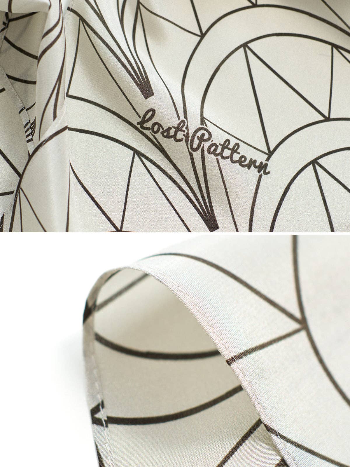 Lost Pattern NYC - &quot;Chrysler&quot; Silk Crepe Neck Scarf - Deco Ivory - The Look and Co