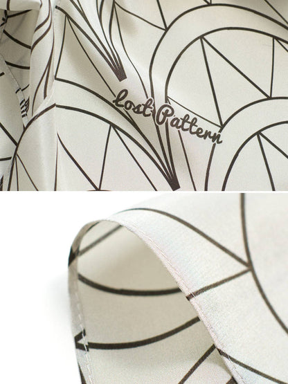 Lost Pattern NYC - &quot;Chrysler&quot; Silk Crepe Neck Scarf - Deco Ivory - The Look and Co