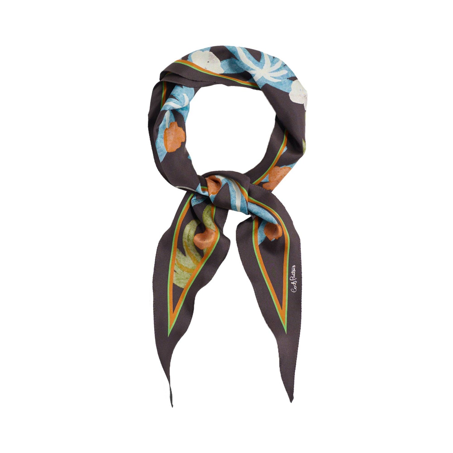 Lost Pattern NYC - &quot;Ethereal Mirage&quot; Silk Diamond Neckerchief - Dark Brown - The Look and Co