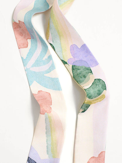 Lost Pattern NYC - &quot;Ethereal Mirage&quot; Silk Twill Skinny Scarf - Pastel - The Look and Co