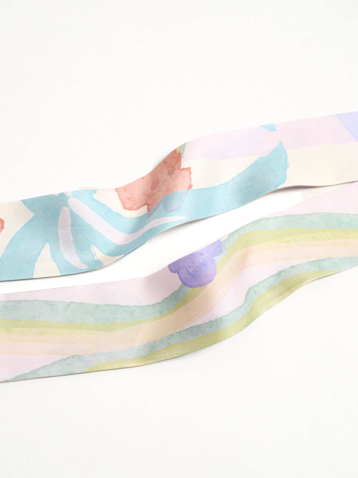 Lost Pattern NYC - &quot;Ethereal Mirage&quot; Silk Twill Skinny Scarf - Pastel - The Look and Co