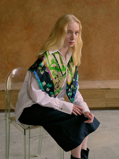 Lost Pattern NYC - &quot;Floral Tapestry&quot; Large Silk Scarf - Black - The Look and Co