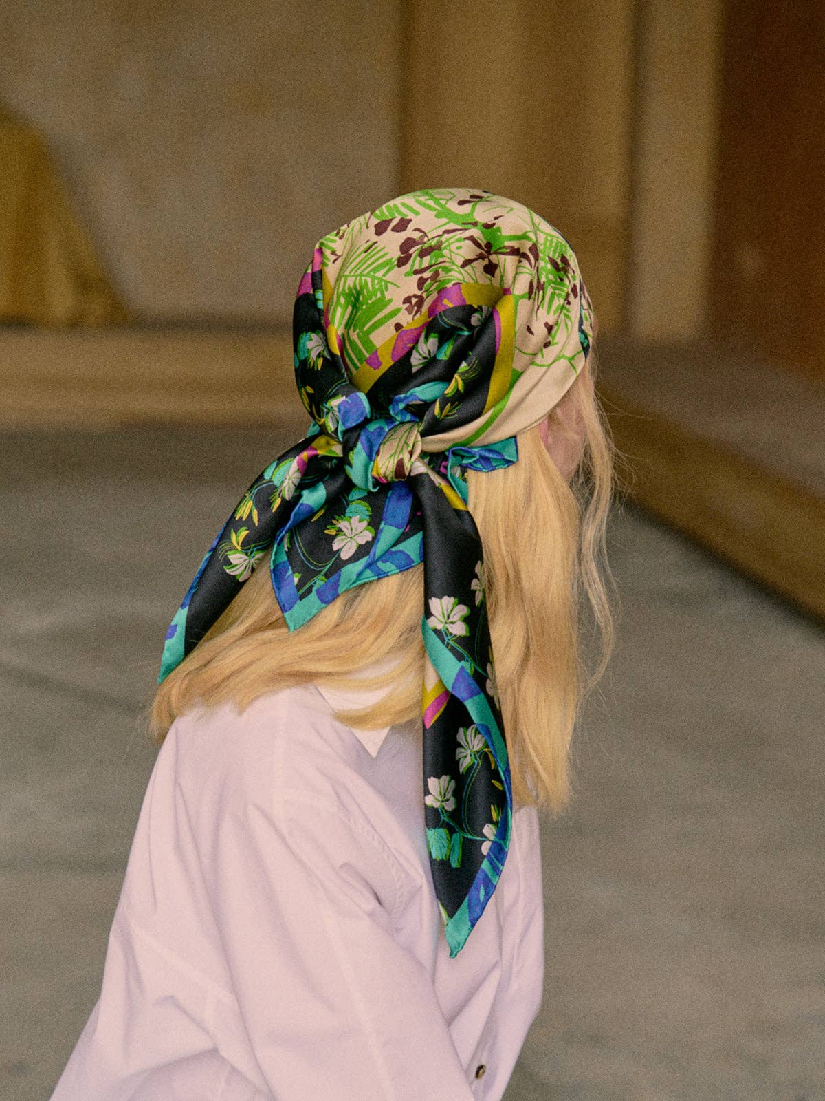 Lost Pattern NYC - &quot;Floral Tapestry&quot; Large Silk Scarf - Black - The Look and Co