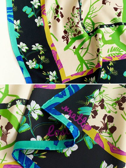 Lost Pattern NYC - &quot;Floral Tapestry&quot; Large Silk Scarf - Black - The Look and Co