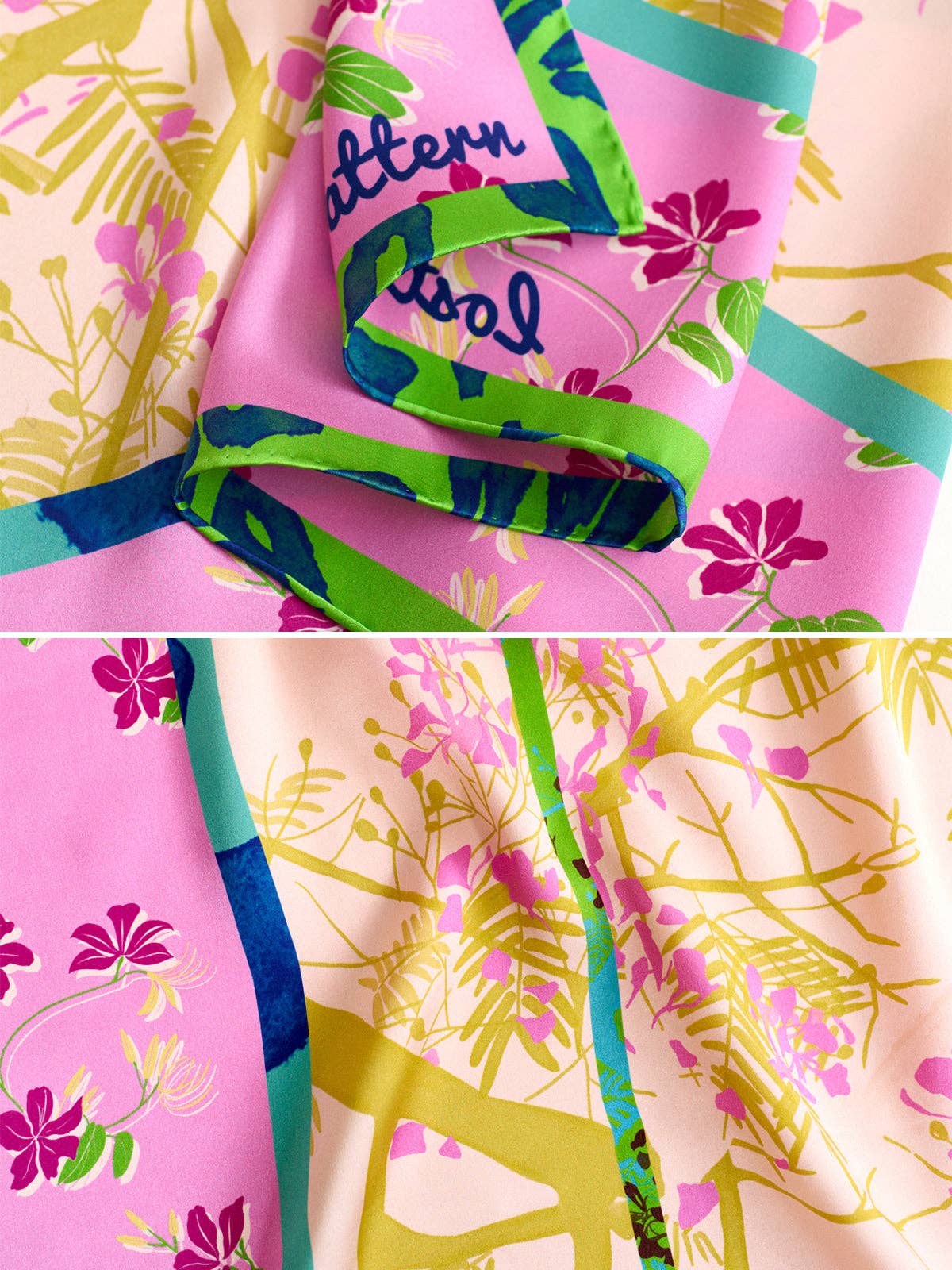 Lost Pattern NYC - &quot;Floral Tapestry&quot; Large Silk Scarf - Pink - The Look and Co