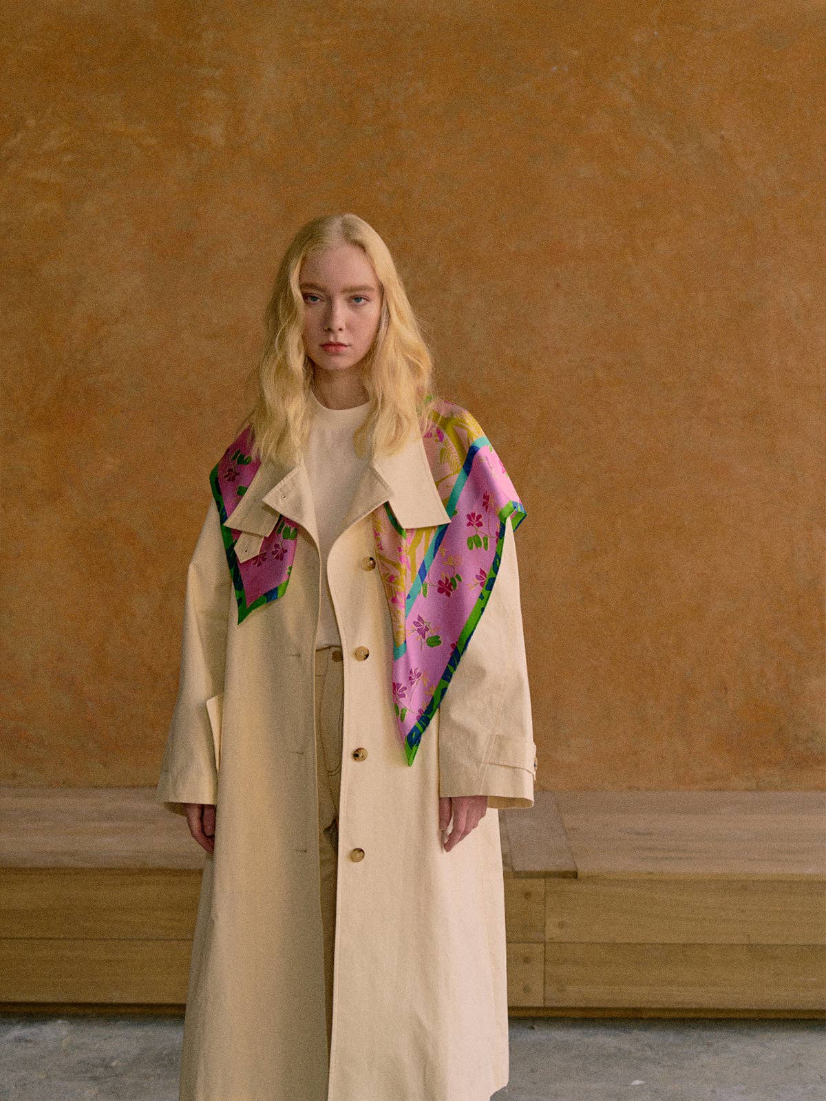 Lost Pattern NYC - &quot;Floral Tapestry&quot; Large Silk Scarf - Pink - The Look and Co