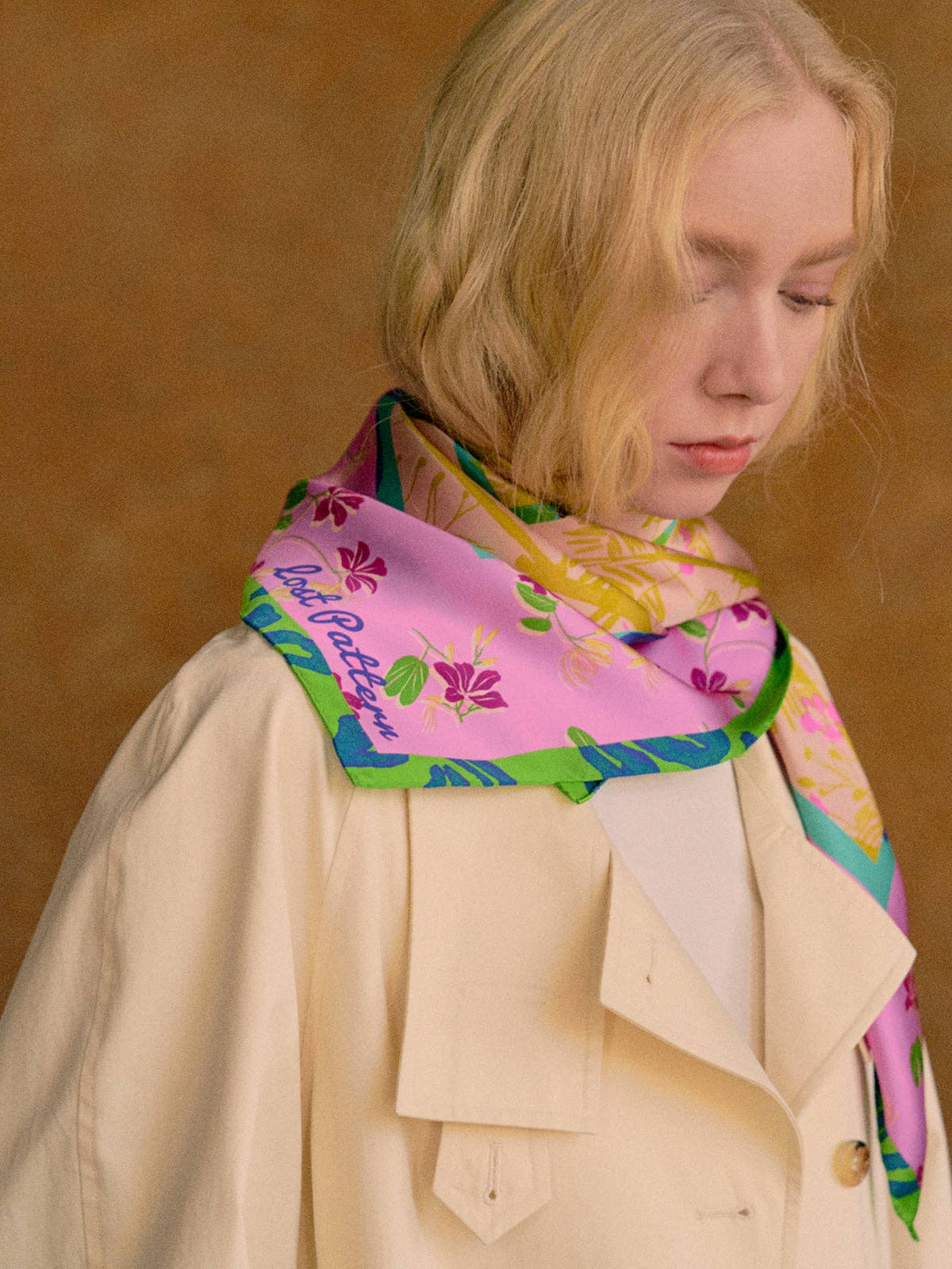 Lost Pattern NYC - &quot;Floral Tapestry&quot; Large Silk Scarf - Pink - The Look and Co