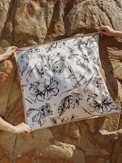 Lost Pattern NYC - &quot;La Isla&quot; Silk Bandana Scarf - Coffee - The Look and Co