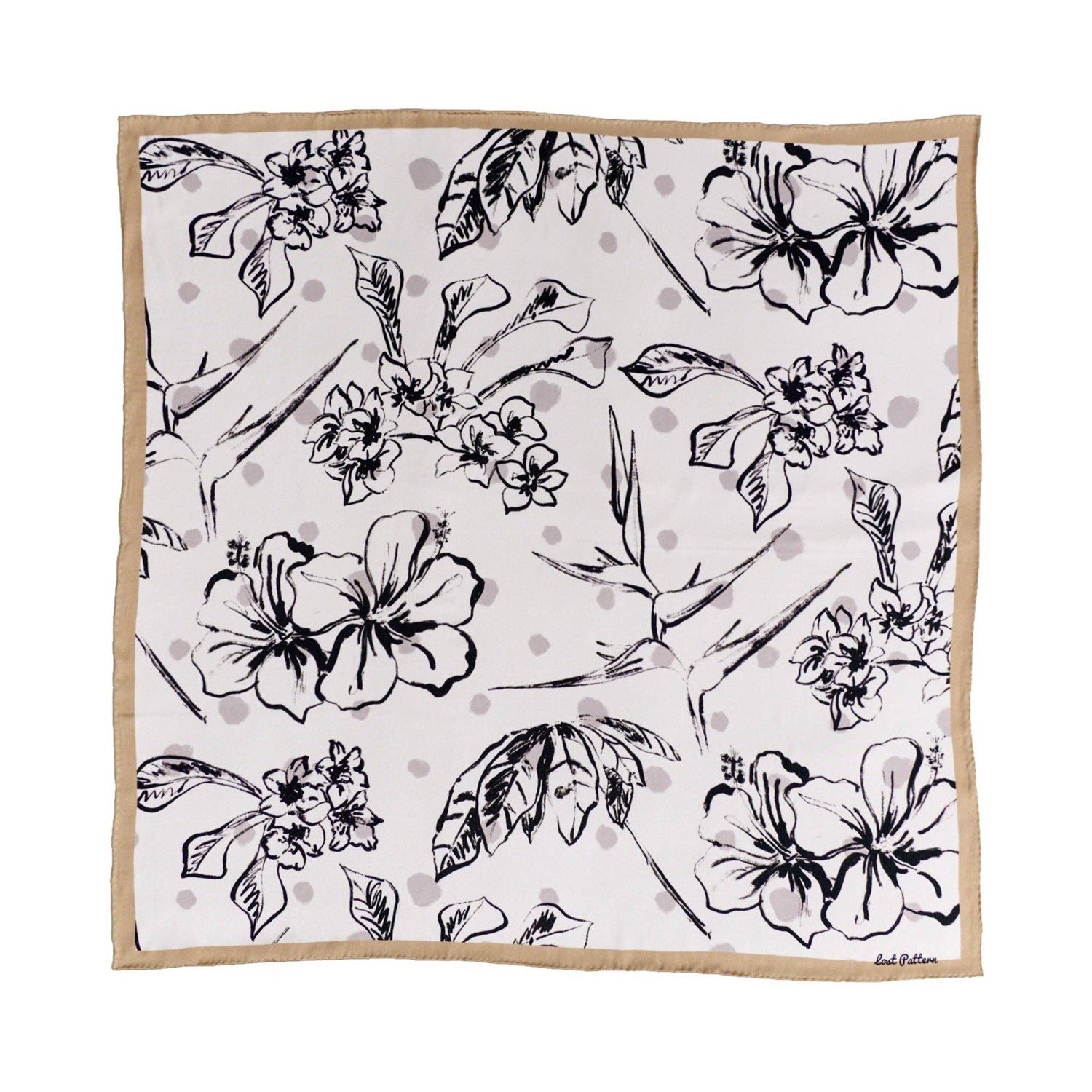 Lost Pattern NYC - &quot;La Isla&quot; Silk Bandana Scarf - Coffee - The Look and Co