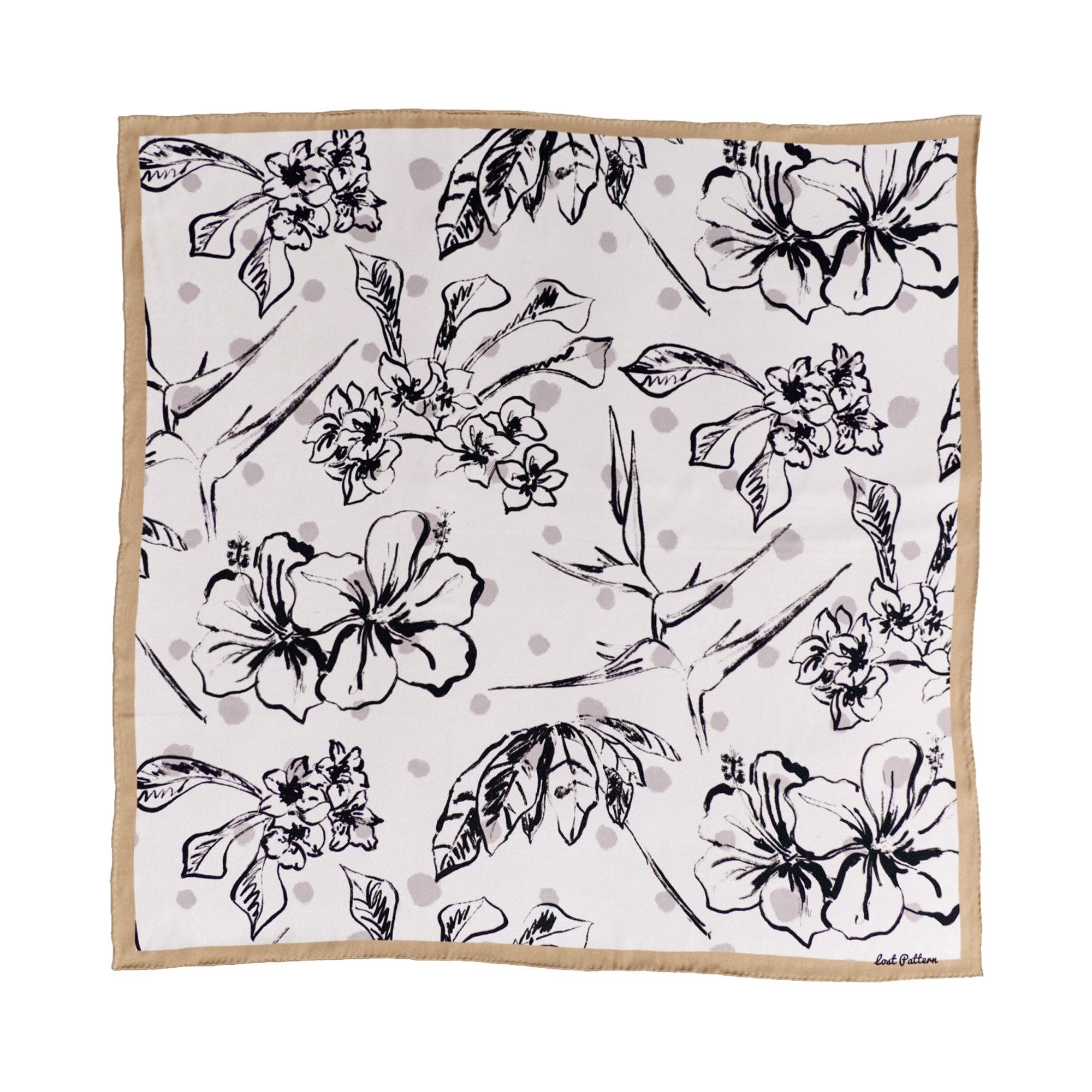 Lost Pattern NYC - &quot;La Isla&quot; Silk Bandana Scarf - Coffee - The Look and Co