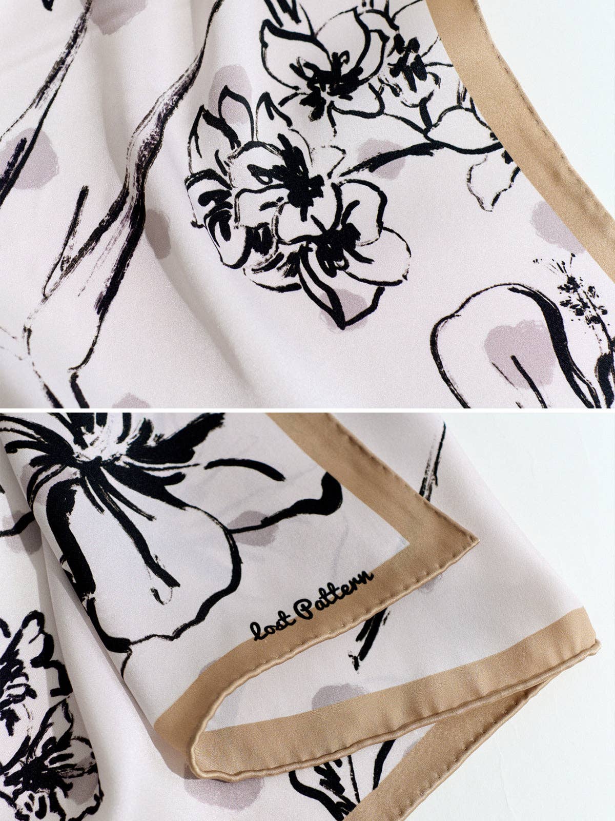 Lost Pattern NYC - &quot;La Isla&quot; Silk Bandana Scarf - Coffee - The Look and Co