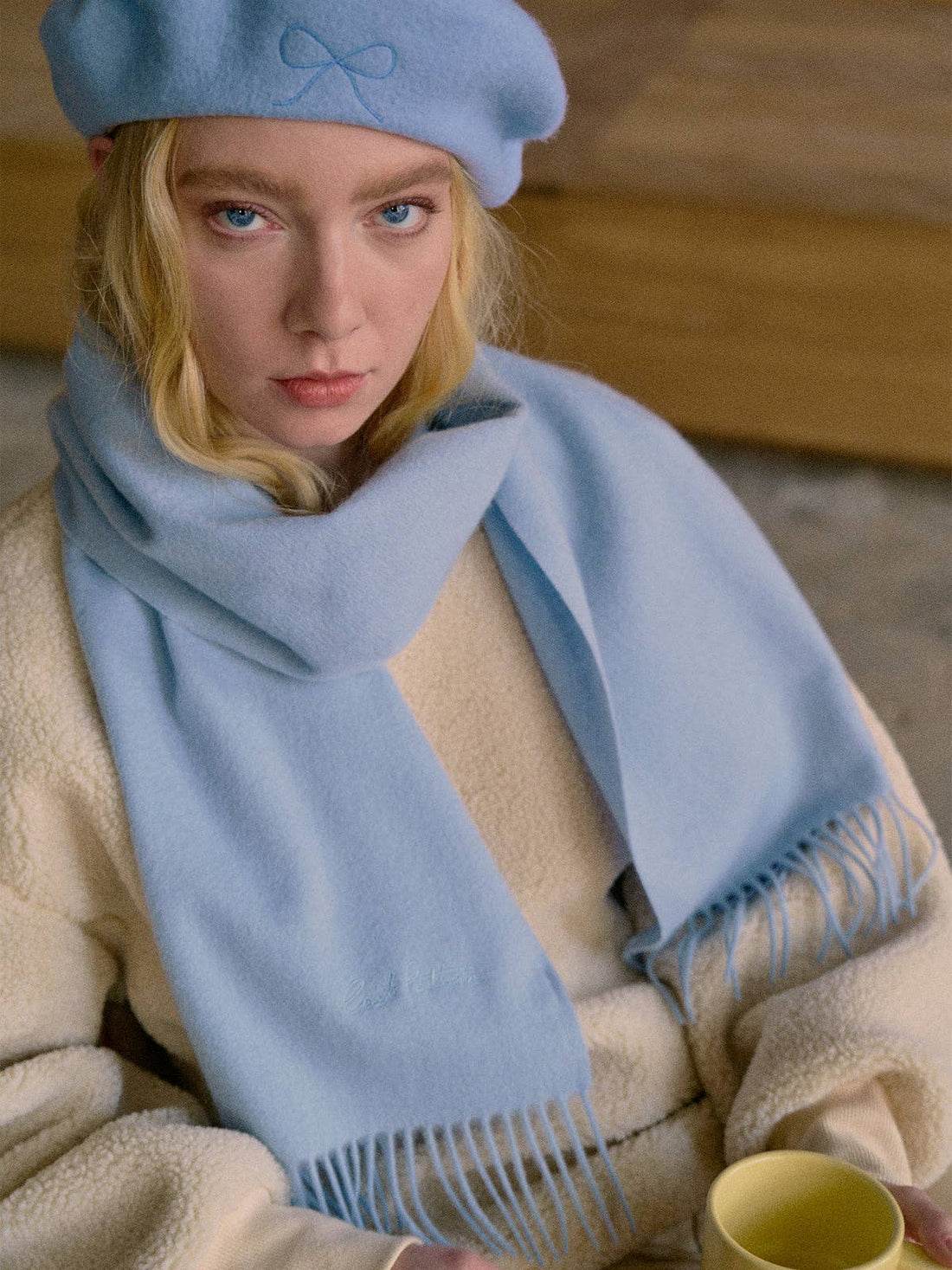 Lost Pattern NYC - &quot;Lost in Warmth&quot; Classic Cashmere Scarf - Light Blue - The Look and Co