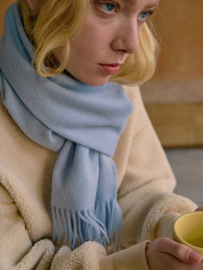 Lost Pattern NYC - &quot;Lost in Warmth&quot; Classic Cashmere Scarf - Light Blue - The Look and Co