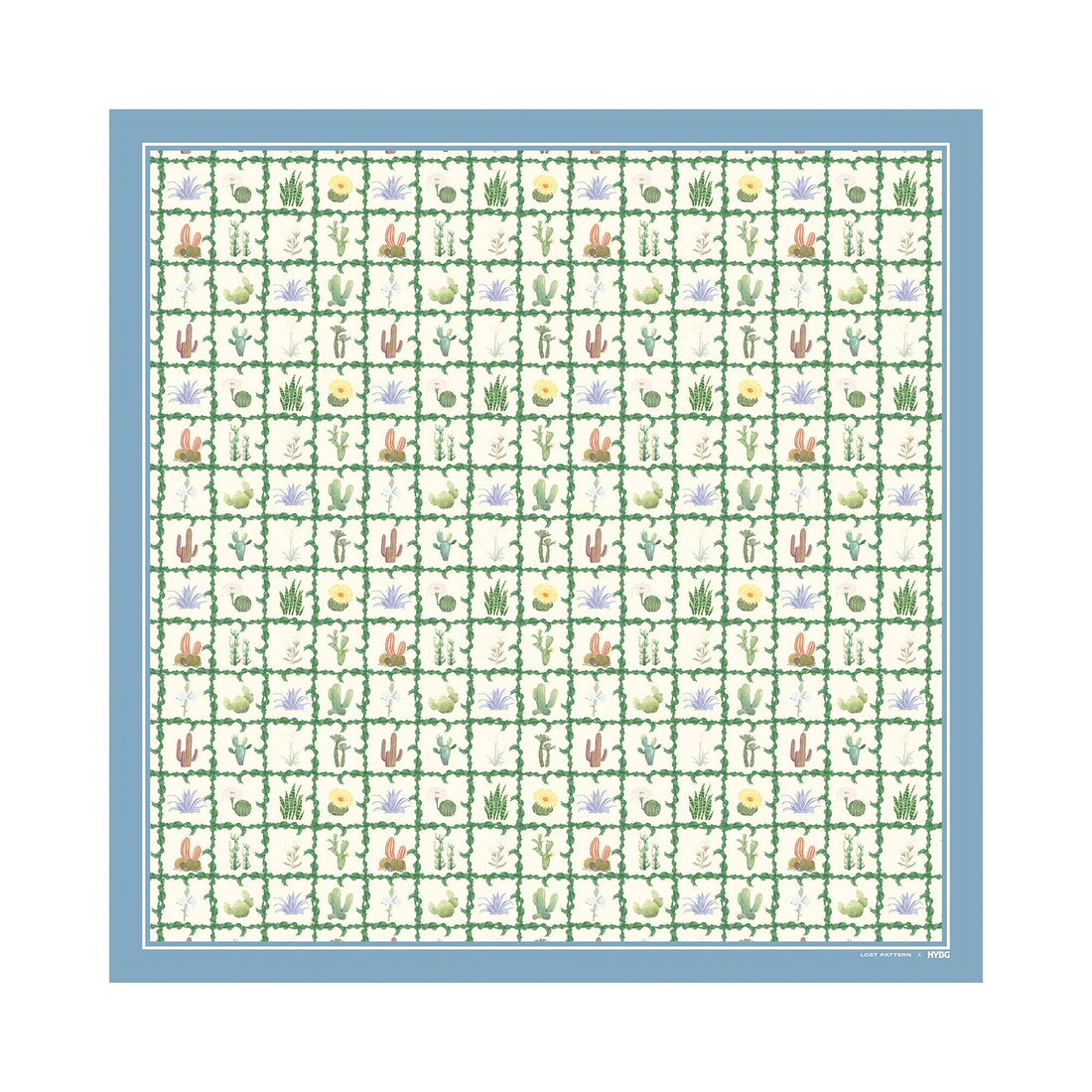 Lost Pattern NYC - Lost Pattern x NYBG “Oasis Charms” Silk Square Scarf - Blue - The Look and Co