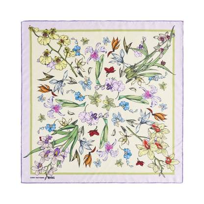 Lost Pattern NYC - LOST PATTERN X NYBG "Orchid Symphony" Silk Bandana Scarf - Beige - The Look and Co