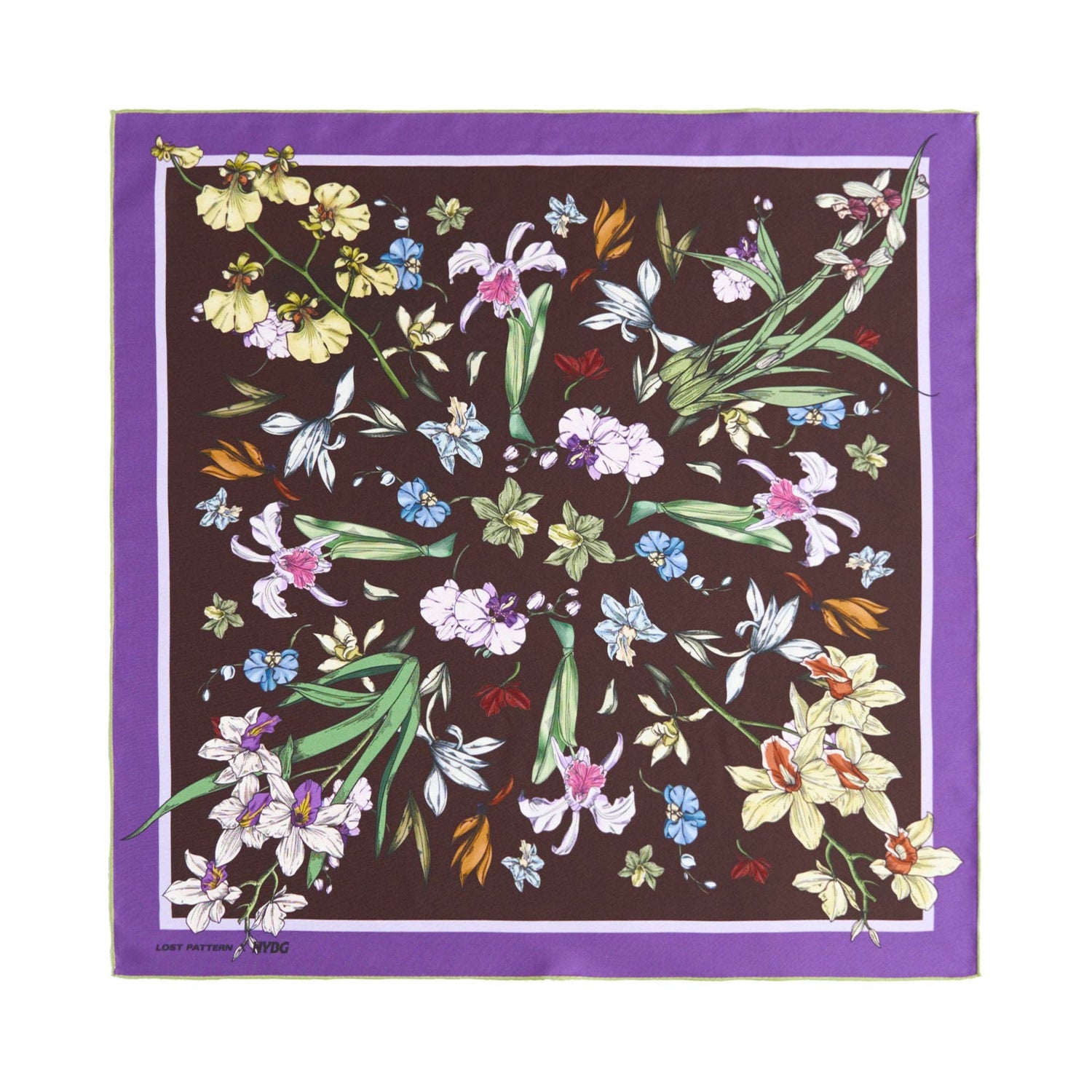 Lost Pattern NYC - LOST PATTERN X NYBG "Orchid Symphony" Silk Bandana Scarf - Purple - The Look and Co