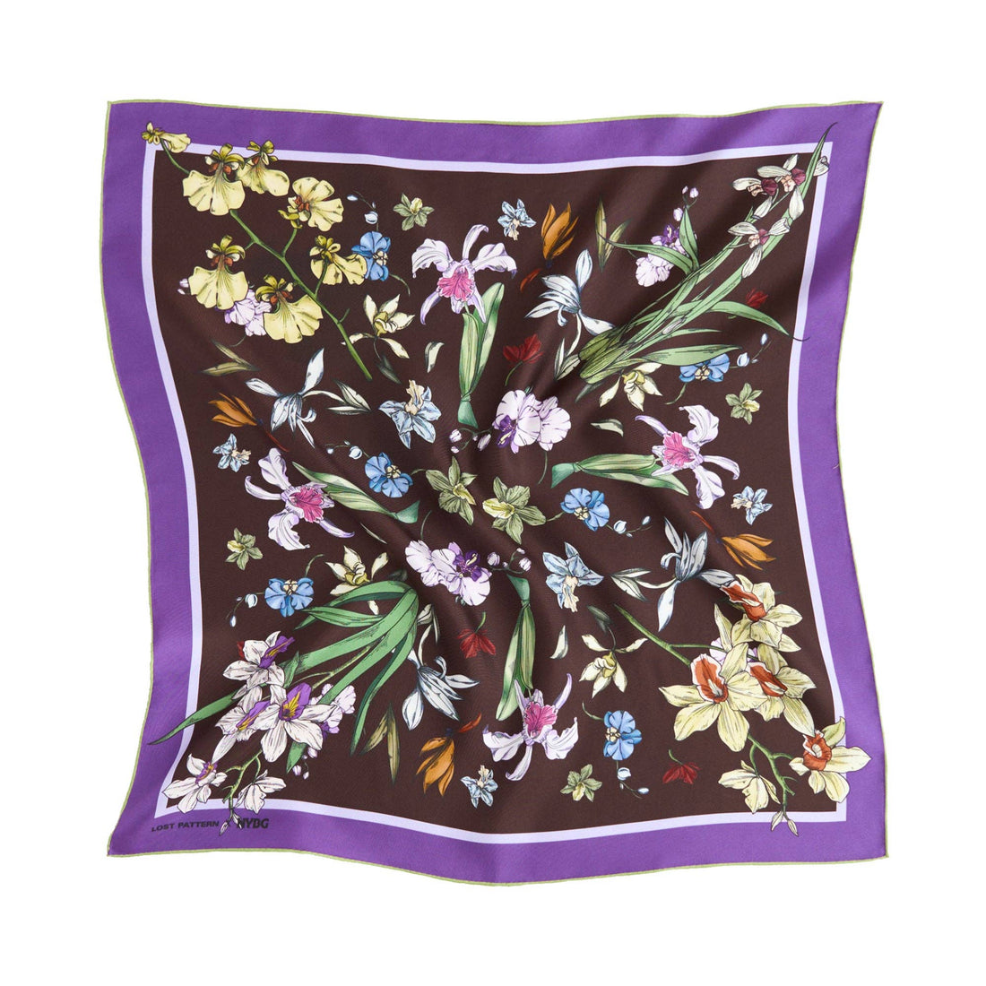 Lost Pattern NYC - LOST PATTERN X NYBG "Orchid Symphony" Silk Bandana Scarf - Purple - The Look and Co