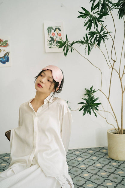 Lost Pattern NYC - “Love Heart” Silk Sleep Eye Mask - Pink - The Look and Co