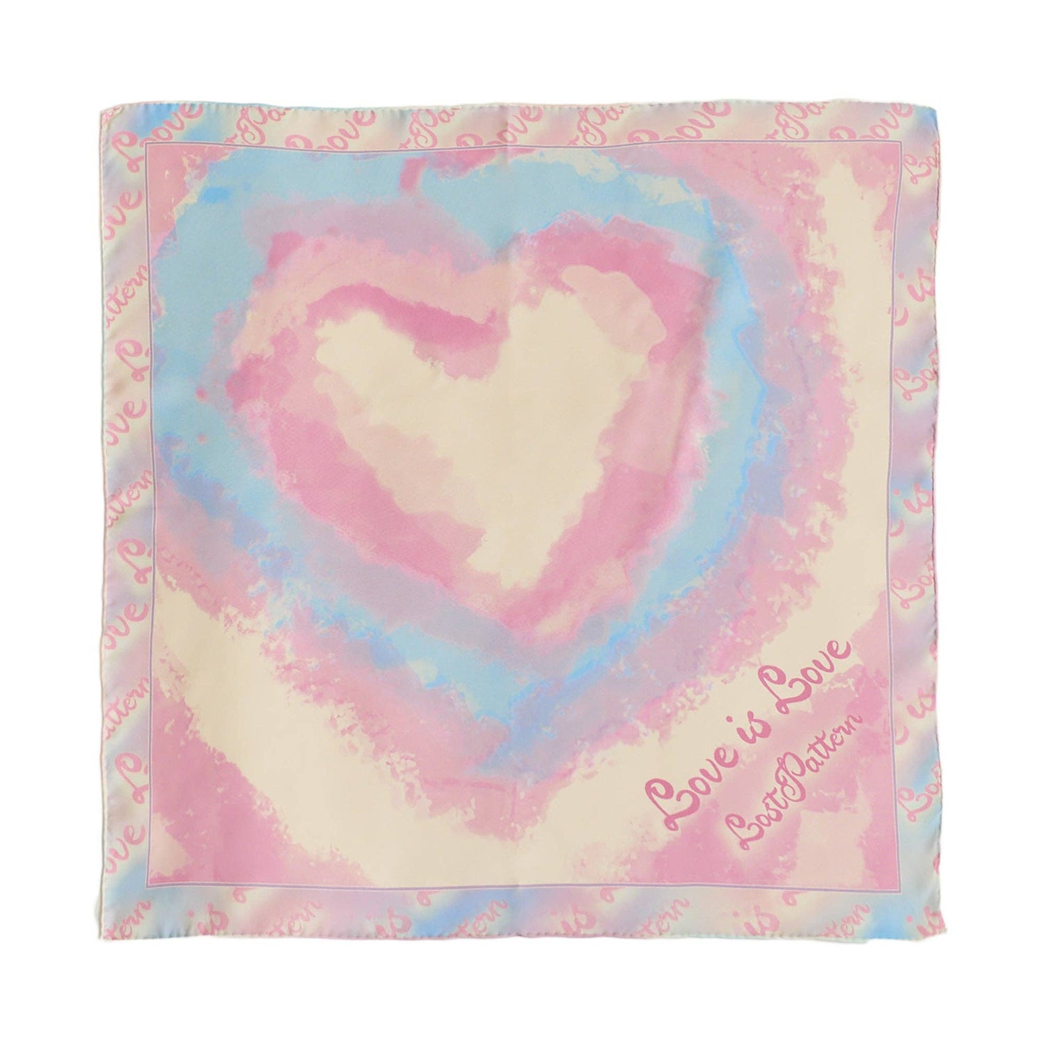 Lost Pattern NYC - &quot;Love is Love&quot; Silk Bandana Scarf - Blue &amp; Pink - The Look and Co