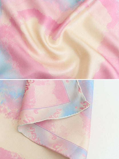 Lost Pattern NYC - &quot;Love is Love&quot; Silk Bandana Scarf - Blue &amp; Pink - The Look and Co