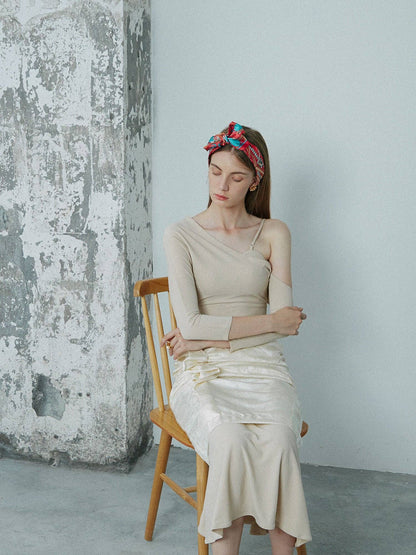 Lost Pattern NYC - &quot;Madagascar&quot; Silk Skinny Scarf - Red - The Look and Co