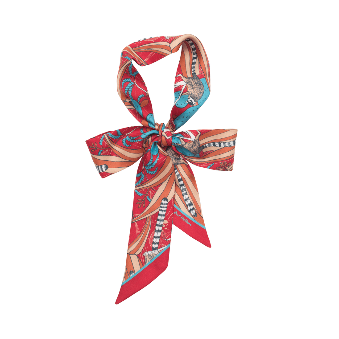 Lost Pattern NYC - &quot;Madagascar&quot; Silk Skinny Scarf - Red - The Look and Co