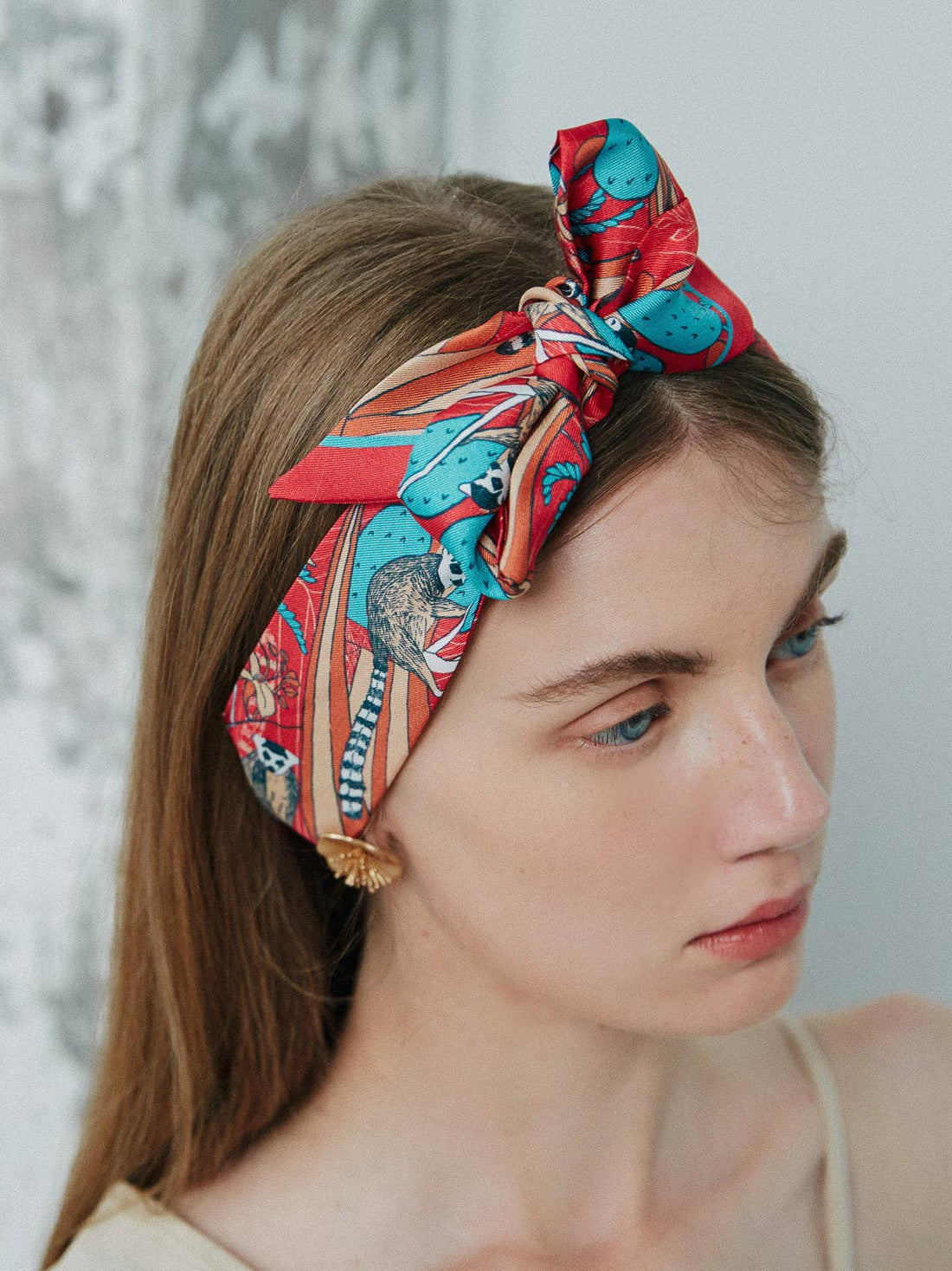 Lost Pattern NYC - &quot;Madagascar&quot; Silk Skinny Scarf - Red - The Look and Co