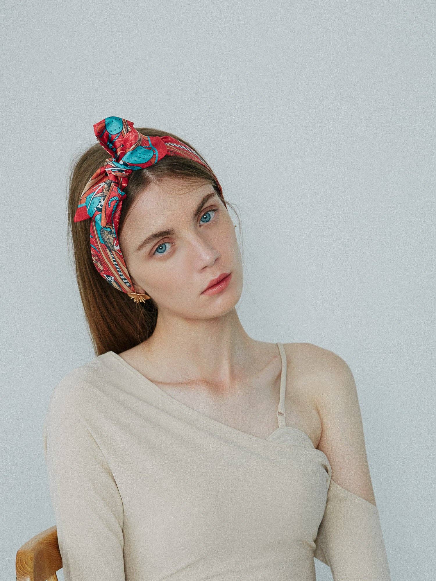 Lost Pattern NYC - &quot;Madagascar&quot; Silk Skinny Scarf - Red - The Look and Co