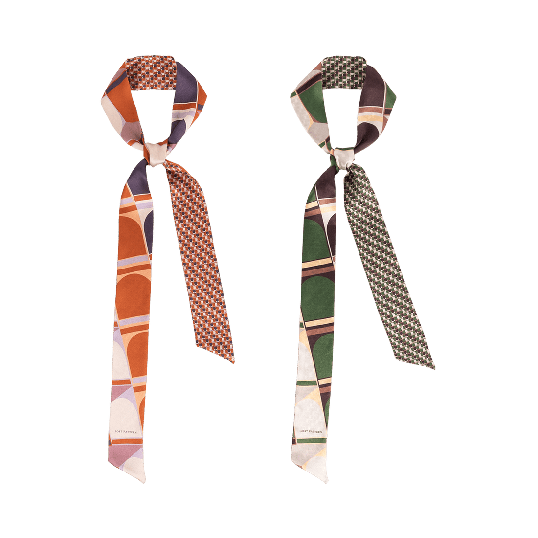 Lost Pattern NYC - &quot;Modular&quot; Silk Skinny Scarf - Green - The Look and Co