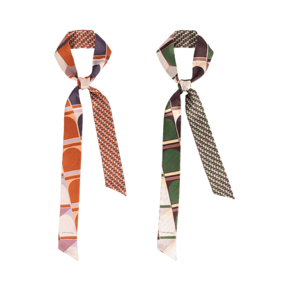 Lost Pattern NYC - &quot;Modular&quot; Silk Skinny Scarf - Orange - The Look and Co