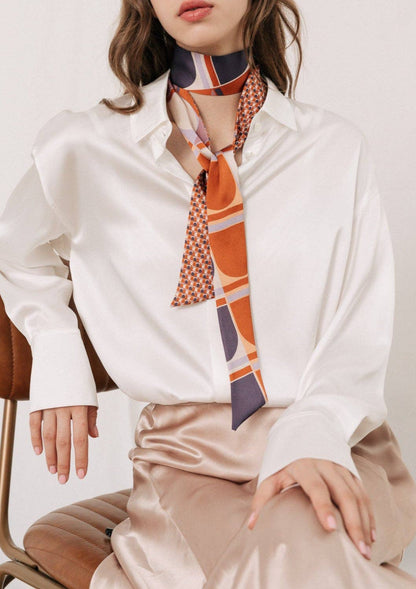 Lost Pattern NYC - &quot;Modular&quot; Silk Skinny Scarf - Orange - The Look and Co