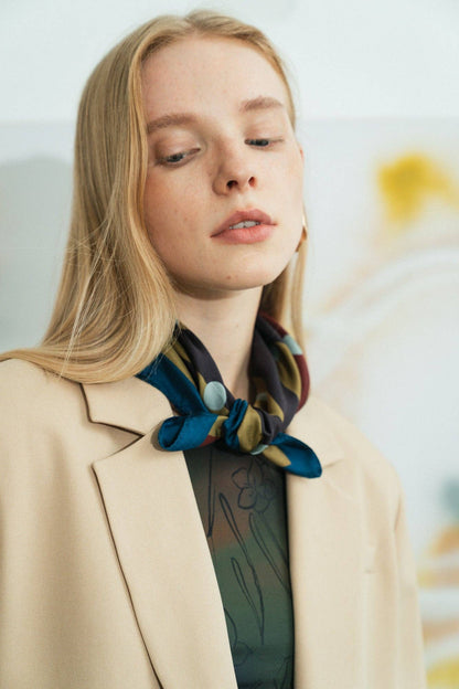 Lost Pattern NYC - &quot;Pandita the Dog&quot; Silk Bandana - Coffee - The Look and Co