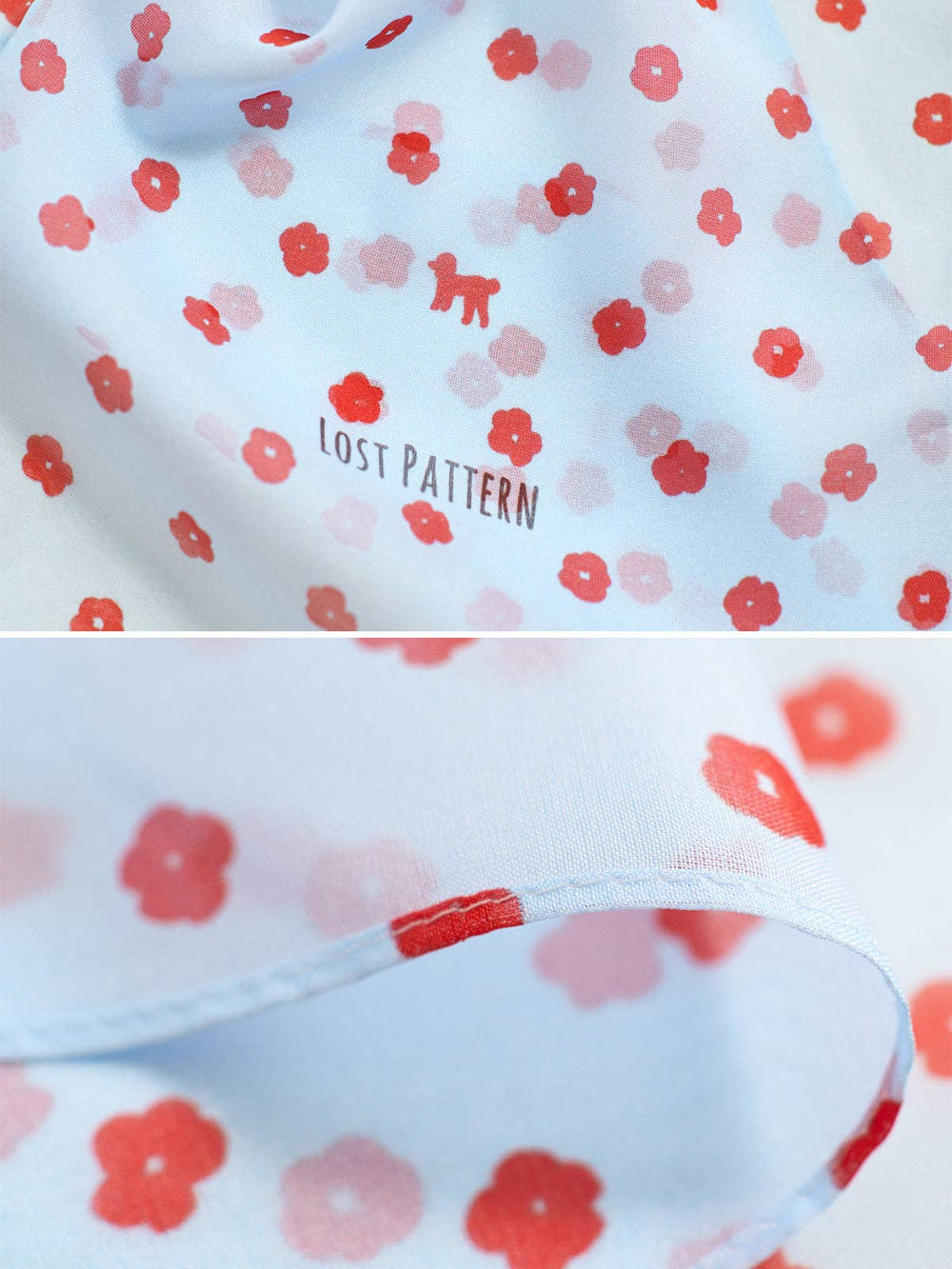 Lost Pattern NYC - "Petal Veil" Silk Chiffon Neck Scarf - Blue - The Look and Co