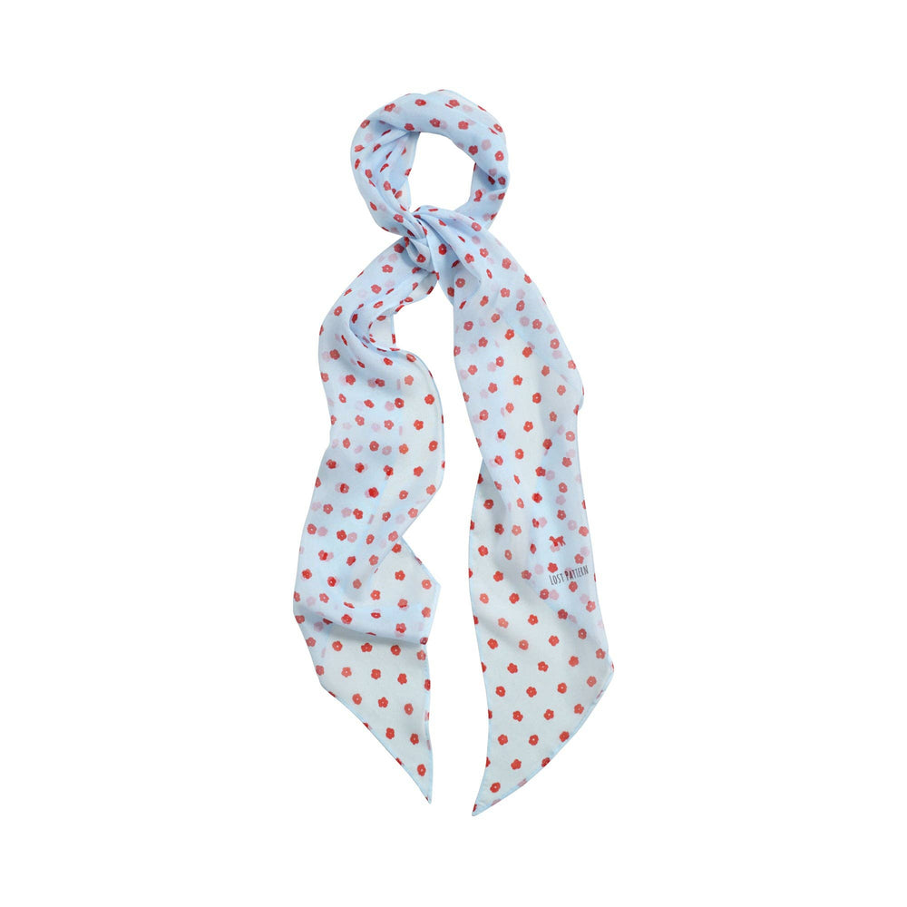 Lost Pattern NYC - "Petal Veil" Silk Chiffon Neck Scarf - Blue - The Look and Co