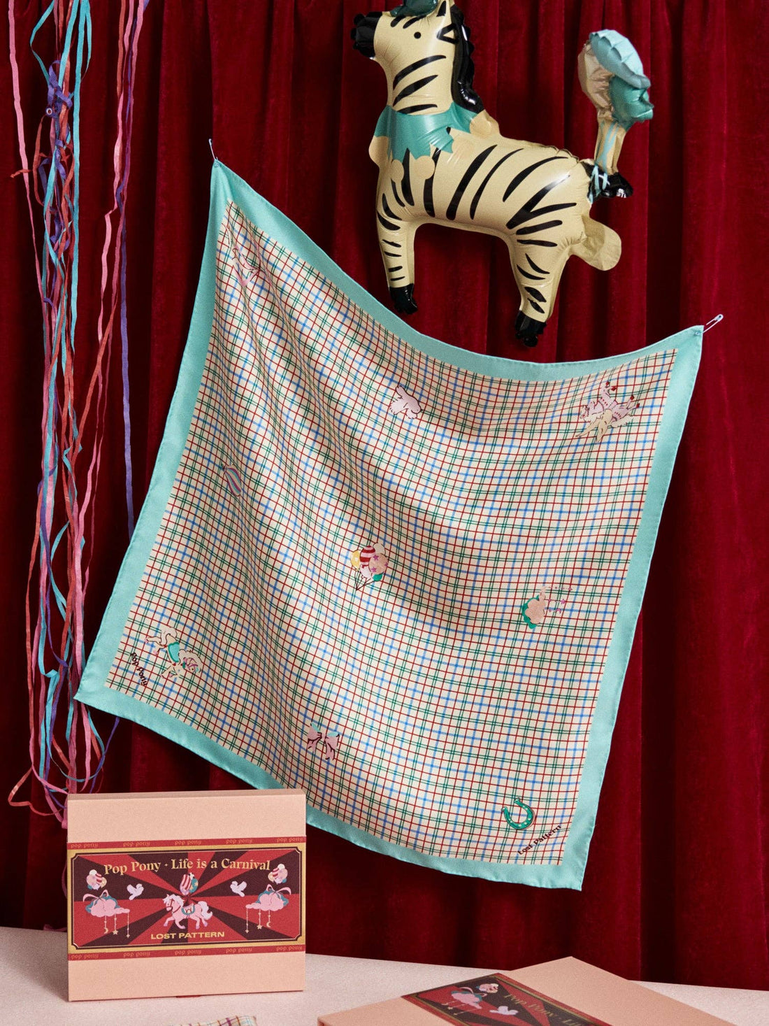 Lost Pattern NYC - "Pop Pony" Silk Bandana - Lake Blue - The Look and Co