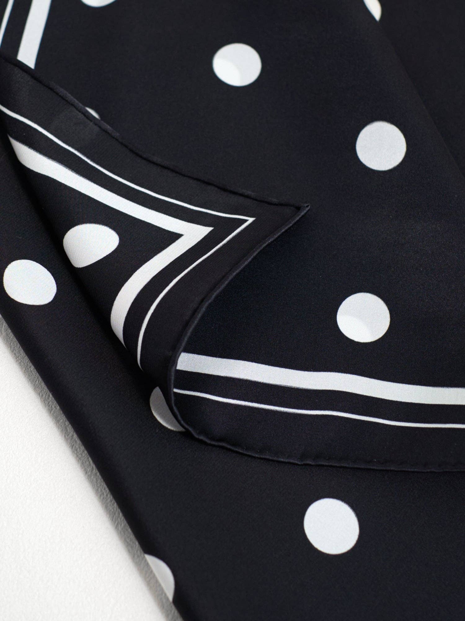 Lost Pattern NYC - &quot;Retro Polka&quot; Silk Bandana Scarf - Black &amp; White - The Look and Co