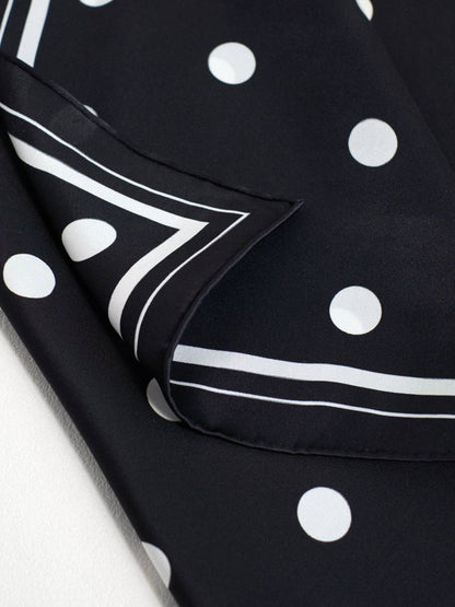 Lost Pattern NYC - &quot;Retro Polka&quot; Silk Bandana Scarf - Black &amp; White - The Look and Co