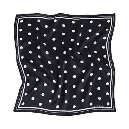 Lost Pattern NYC - &quot;Retro Polka&quot; Silk Bandana Scarf - Black &amp; White - The Look and Co