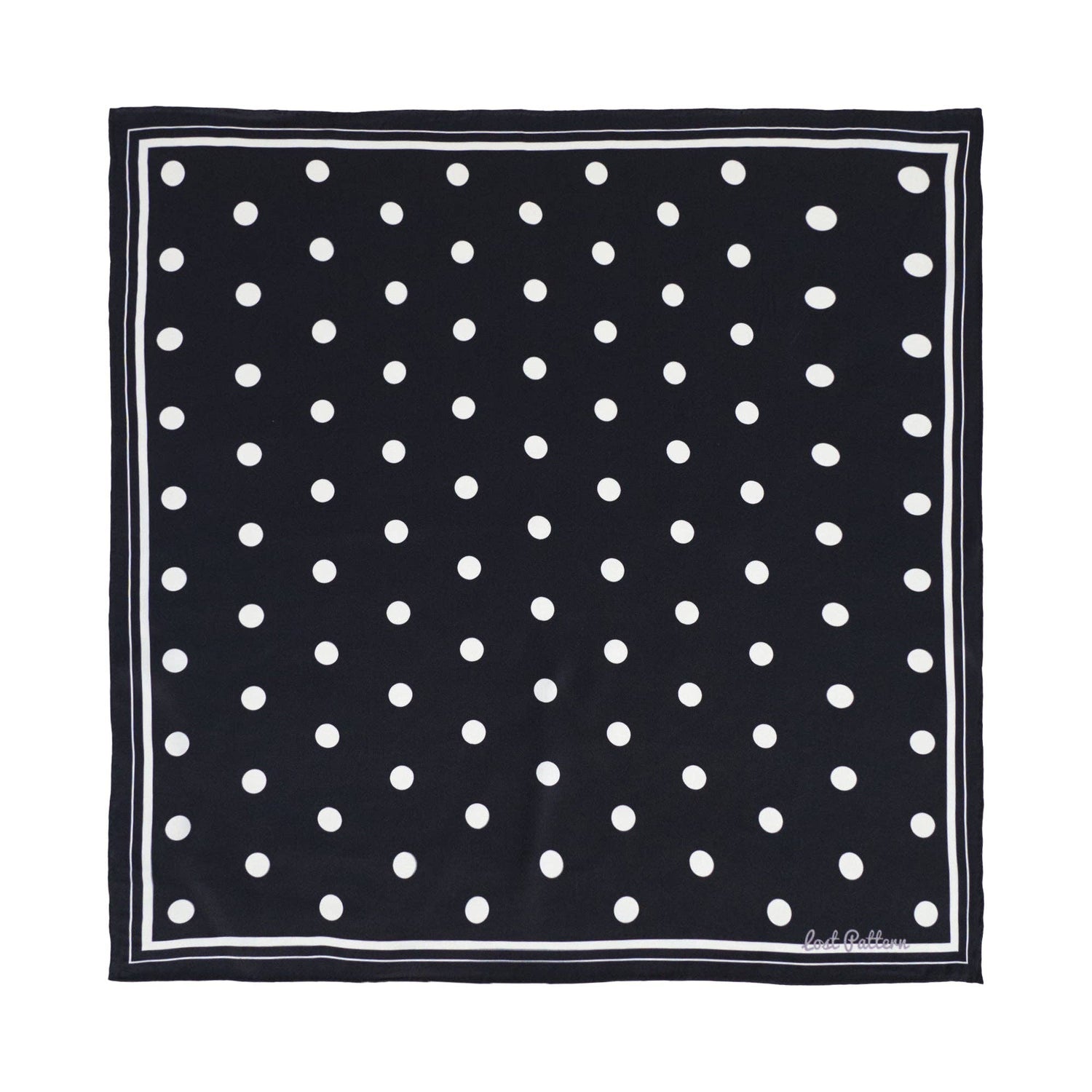 Lost Pattern NYC - &quot;Retro Polka&quot; Silk Bandana Scarf - Black &amp; White - The Look and Co