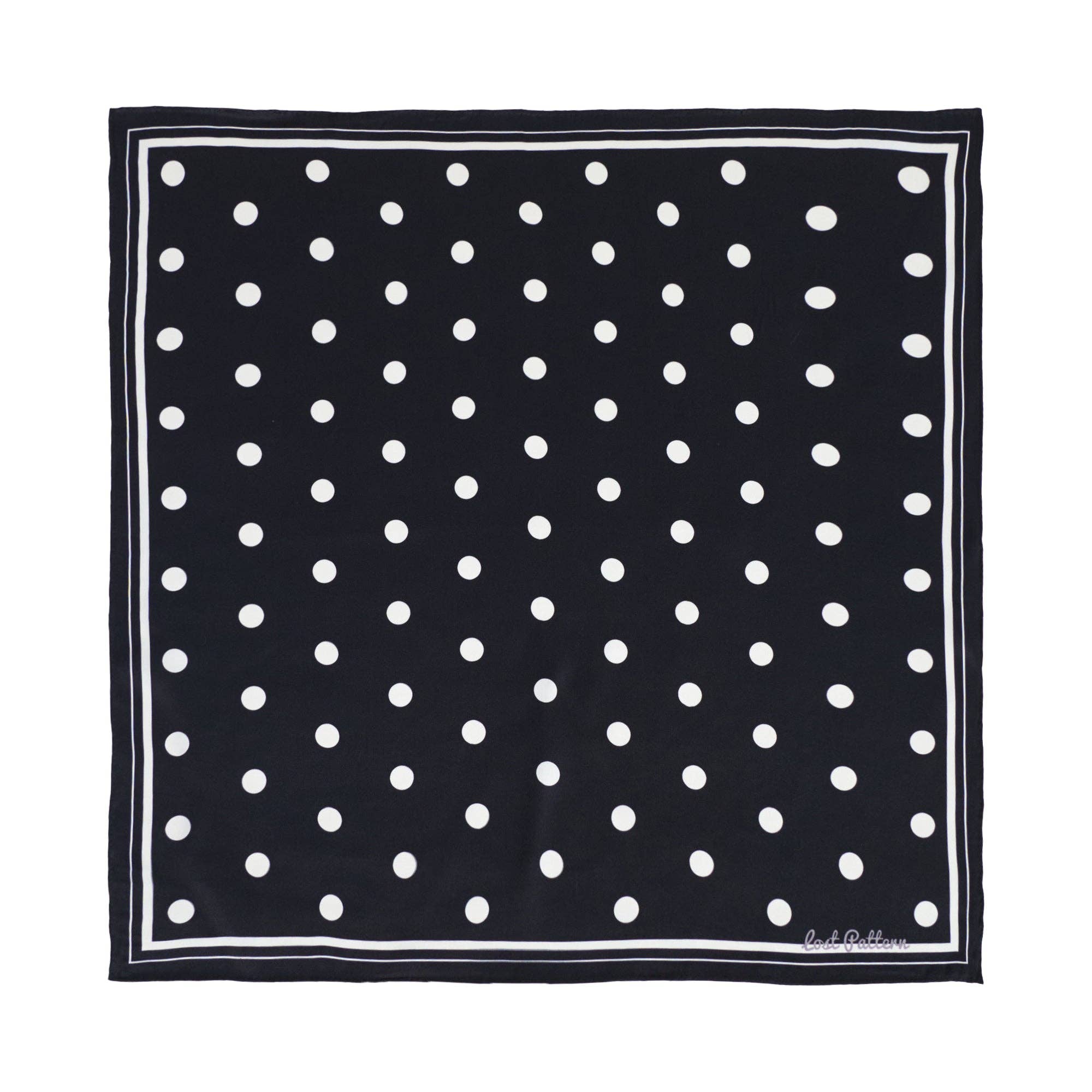 Lost Pattern NYC - &quot;Retro Polka&quot; Silk Bandana Scarf - Black &amp; White - The Look and Co