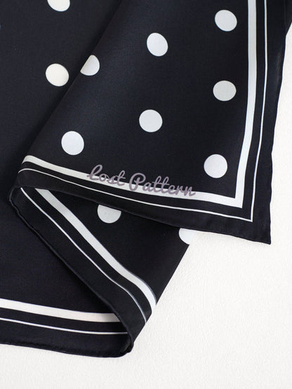 Lost Pattern NYC - &quot;Retro Polka&quot; Silk Bandana Scarf - Black &amp; White - The Look and Co