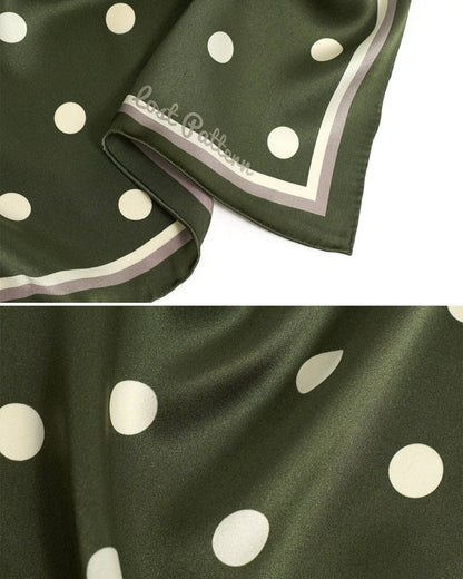 Lost Pattern NYC - &quot;Retro Polka&quot; Silk Bandana Scarf - Matcha - The Look and Co
