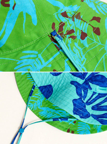 Lost Pattern NYC - “Tropical Bliss” Reversible Sun Hat - Ocean Blue - The Look and Co