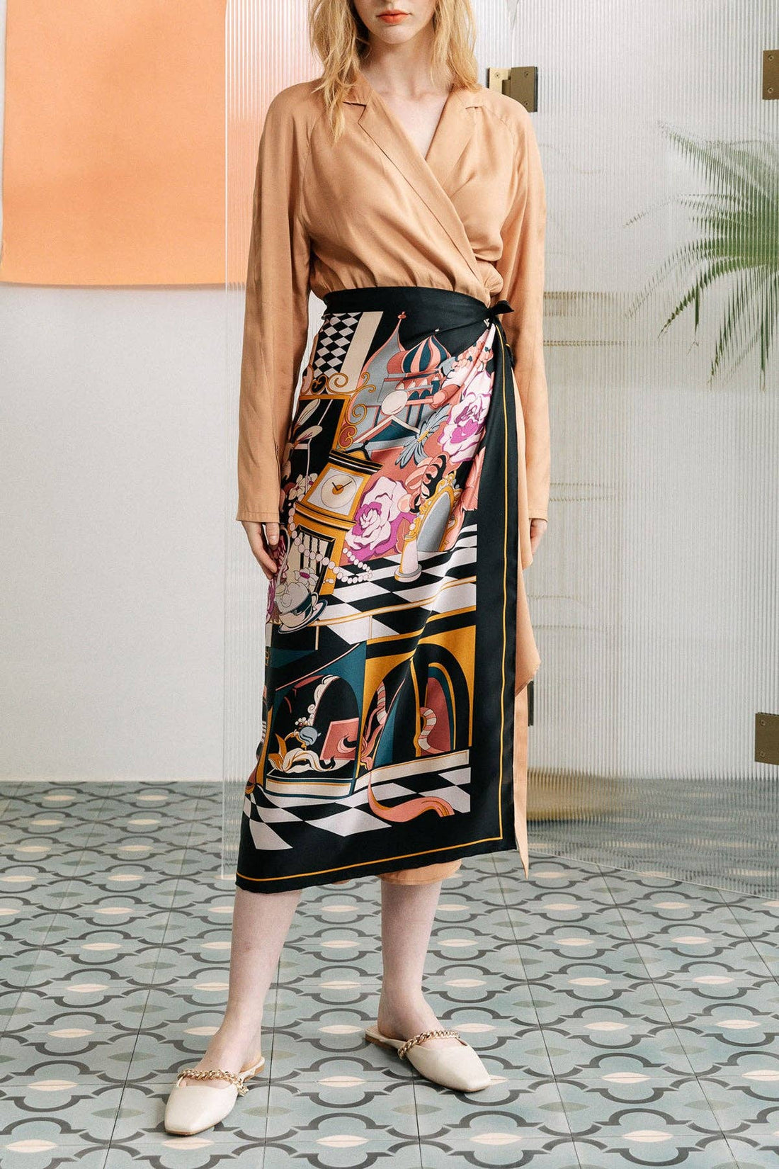 Lost Pattern NYC - &quot;Vintage Blooms&quot; Large Silk Square Scarf - The Look and Co