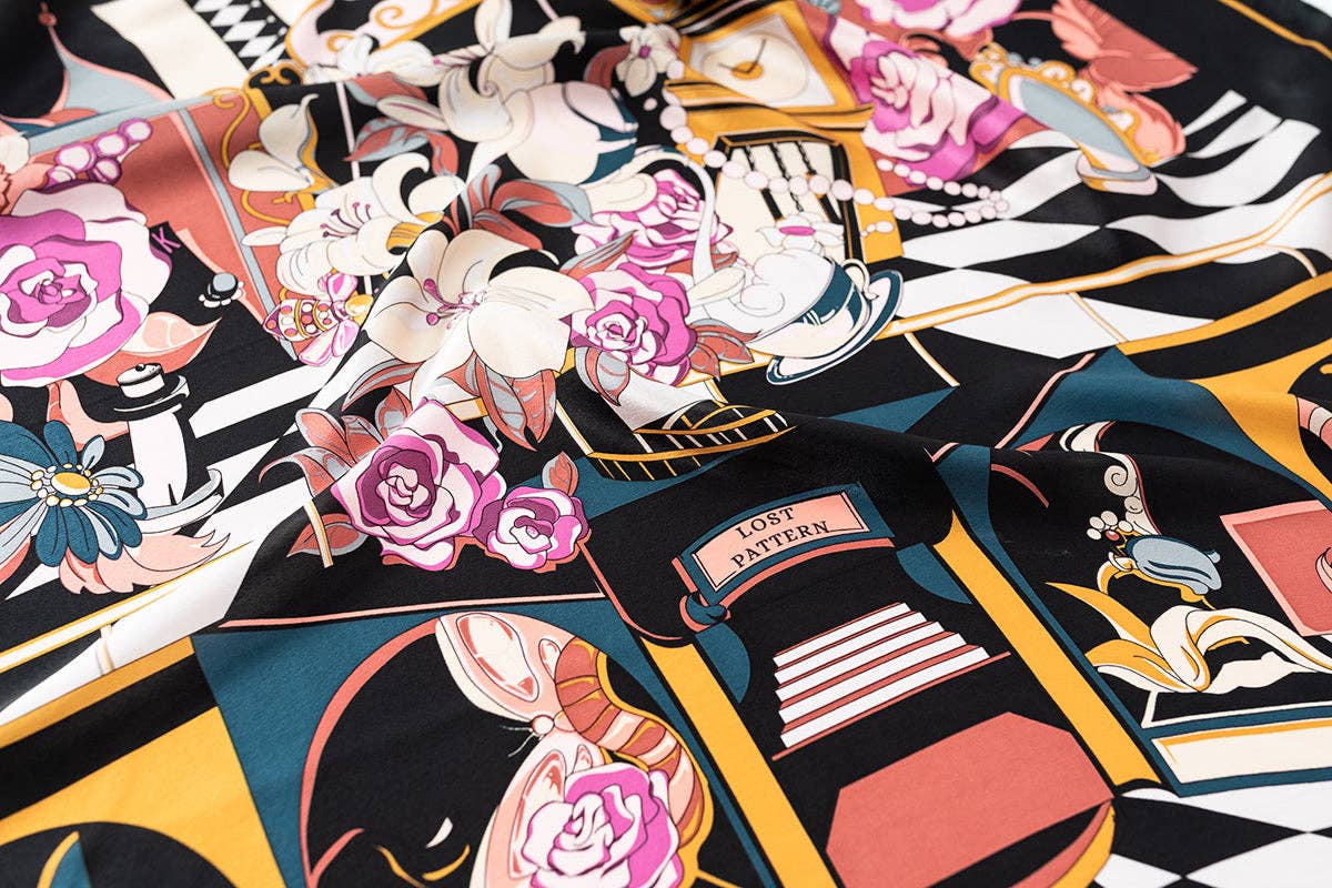 Lost Pattern NYC - &quot;Vintage Blooms&quot; Large Silk Square Scarf - The Look and Co