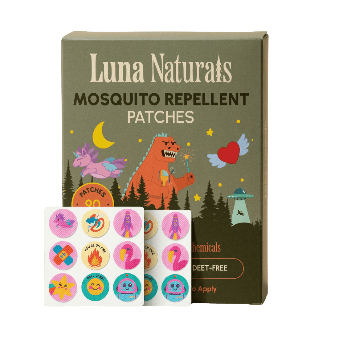 Luna Naturals - Kids Mosquito Repellent Patches | Fresh &amp; Herbal | 90 Pack - The Look and Co