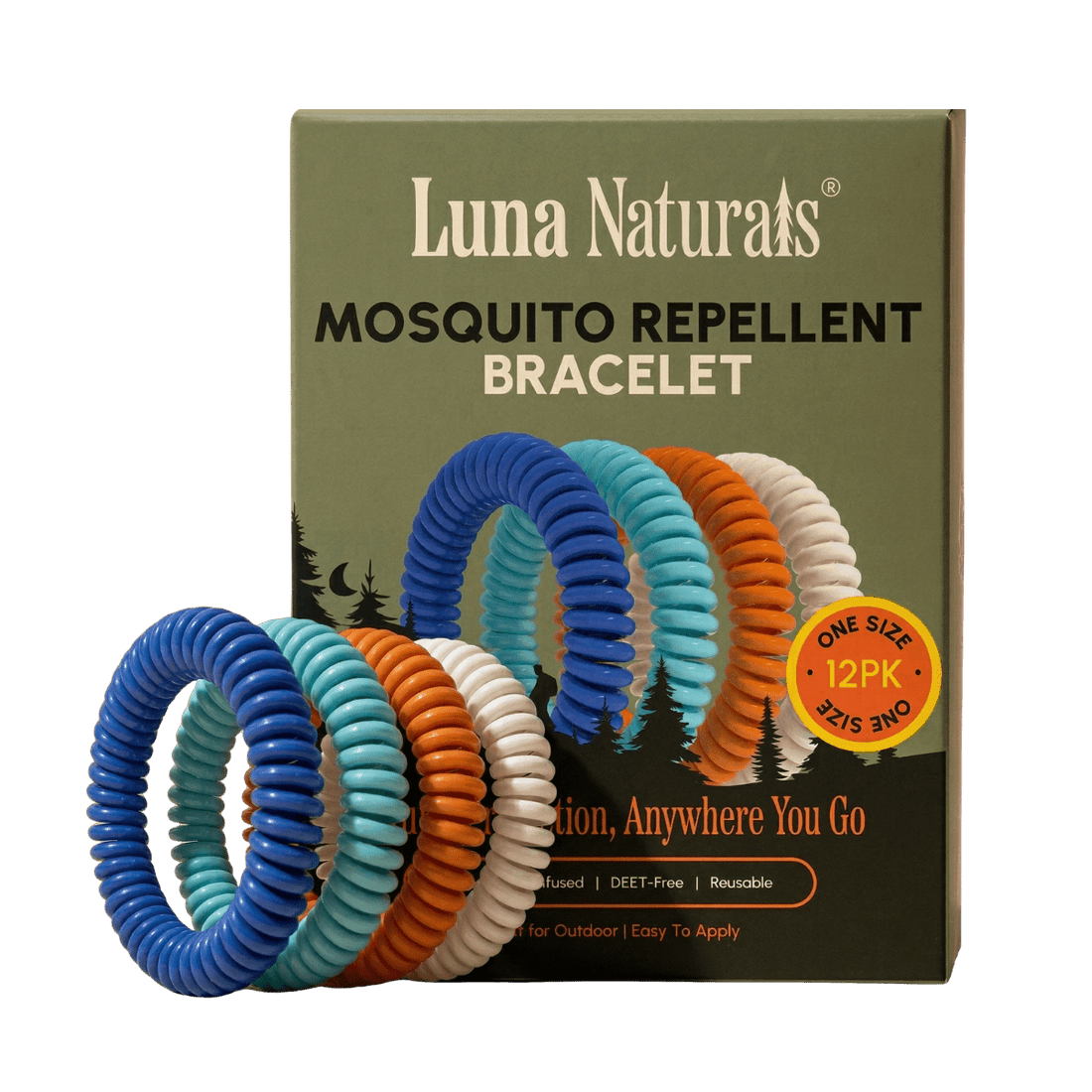 Luna Naturals - Mosquito Repellent Bracelet | Natural Scent | 12 Pack - The Look and Co