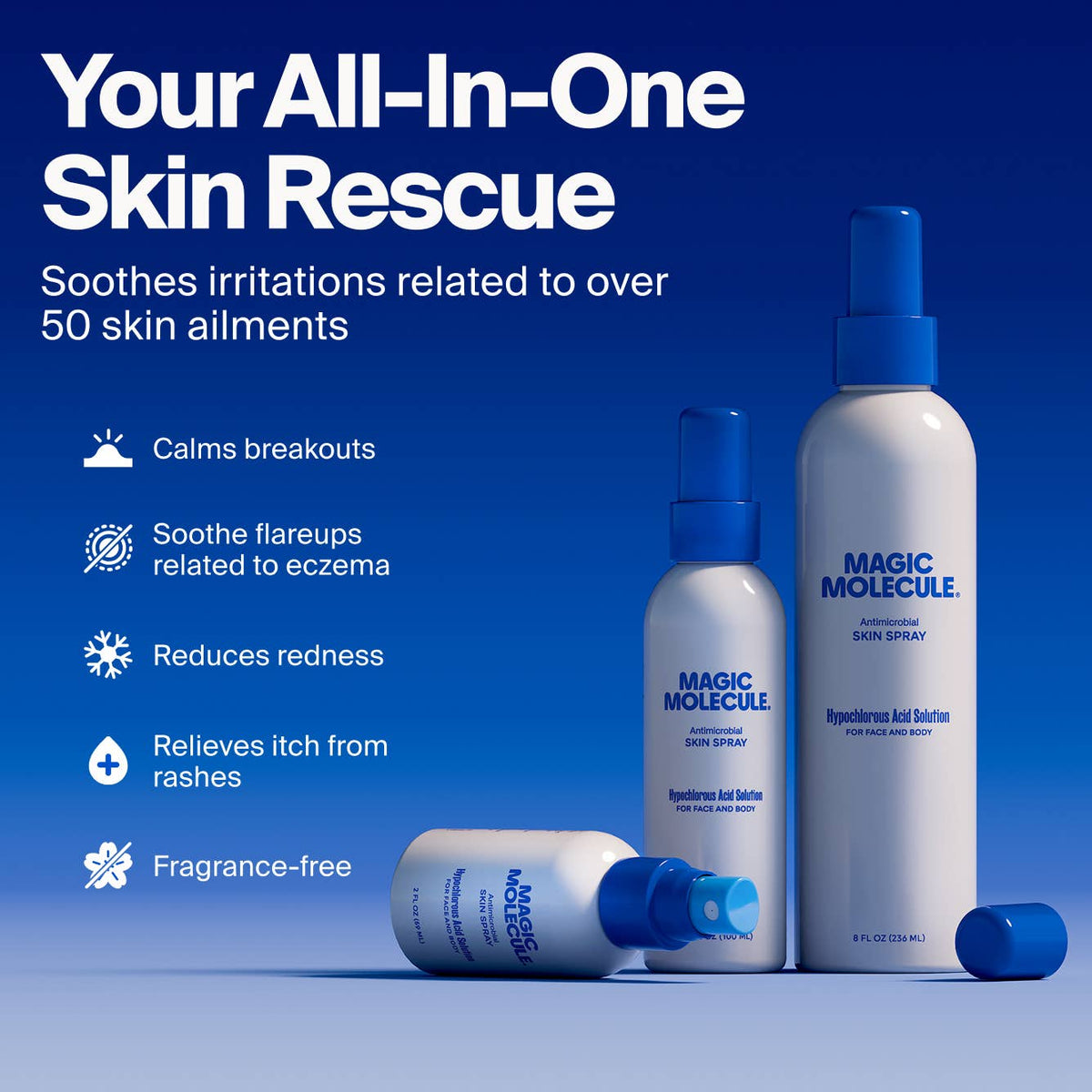 Magic Molecule - Magic Molecule Hypochlorous Acid Spray: 12ct Standard 8oz - The Look and Co