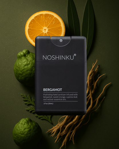 Noshinku - REFILLABLE Bergamot Ultra - Moisturizing Pocket Hand Sanitizer - The Look and Co