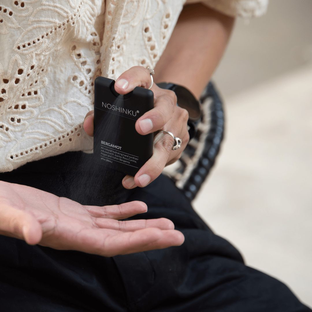 Noshinku - REFILLABLE Bergamot Ultra - Moisturizing Pocket Hand Sanitizer - The Look and Co